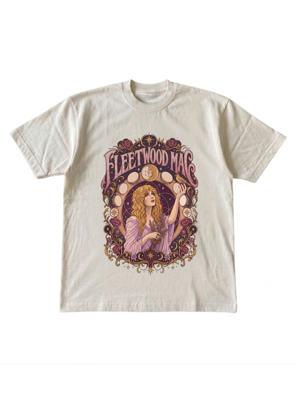 Gildan Fleetwood Graphic Tee - Cream with Purple Print